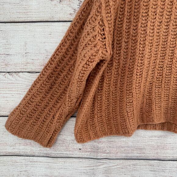 Free People Crop Oversized Boxy Turtleneck Sweater Womens Small Brown Clay - Picture 5 of 12